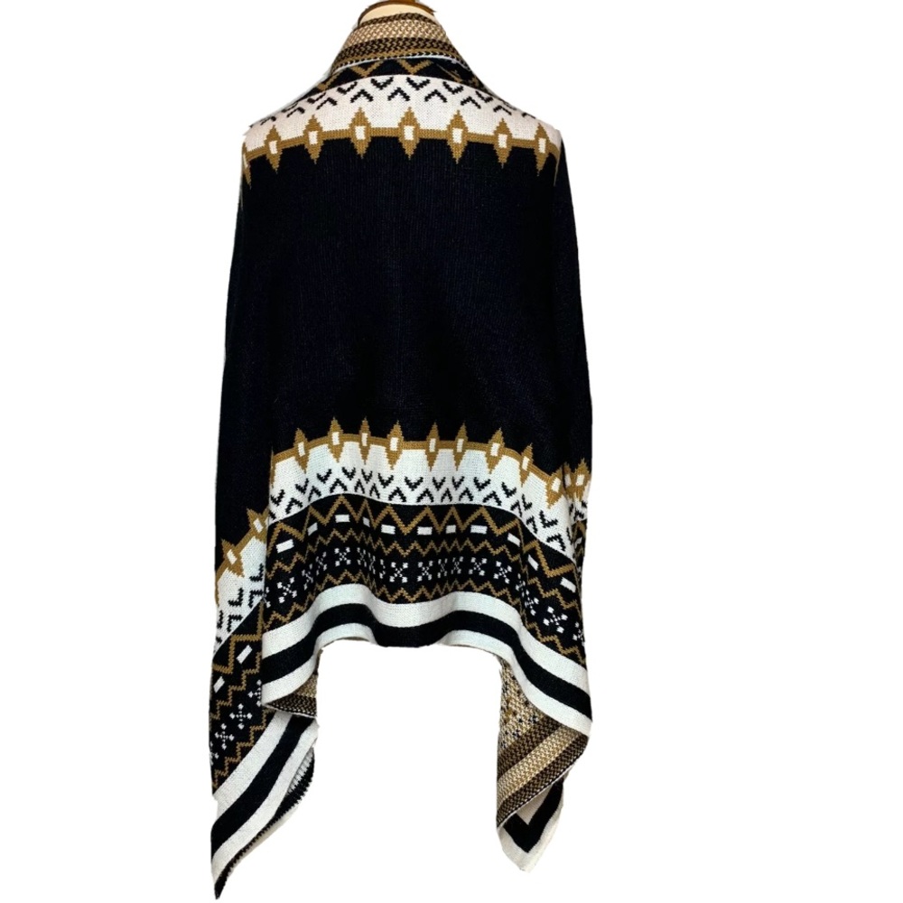 VOCAL USA Boutique Cardigan Sweater Black Gold S/M - Picture 5 of 8